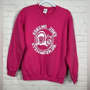 Eskimo Joe's Stillwater Oklahoma Crewneck fleece lined pink‎ sweatshirt sz M GUC